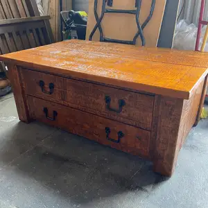 Unusual indonesian wood 2 drawer coffee table, Paphos — Empa