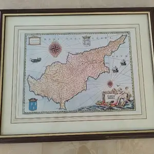 Framed vintage map of Cyprus, Nicosia — Nicosia - Kaimakli