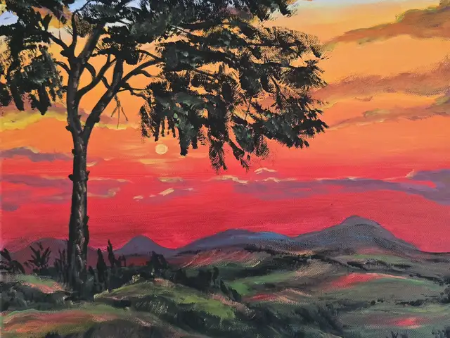 Landscape, evenin sky painting, Επαρχία Λάρνακας — Ορόκλινη