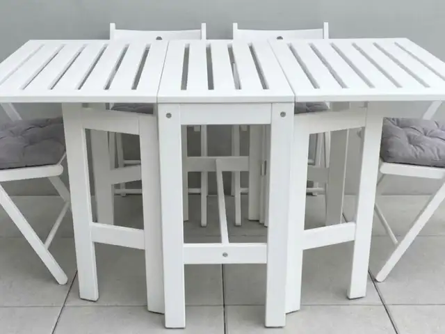 IKEA 5-Piece White Outdoor Wooden Dining Set Space-Saving, Επαρχία Λεμεσού — Άγιος Τύχων Τουριστική Περιοχή