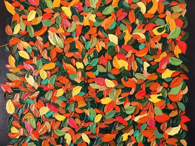 Original Textured Acrylic Leaf Painting on Canvas 9090 cm, Επαρχία Λάρνακας — Λάρνακα - Καμάρες
