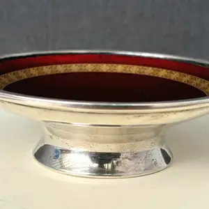 Vintage ruby red glass and sterling silver console bolw, Limassol — Kato Polemidia