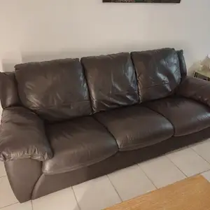 Sofa 3 seater , real Lether. Brown, Paphos — Paphos - Universal