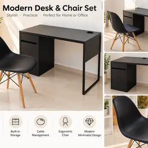 Modern black desk with matching chair in good condition., Επαρχία Λεμεσού — Άγιος Τύχων
