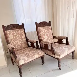 Two victorian english carved armchairs, oak, Paphos — Armou