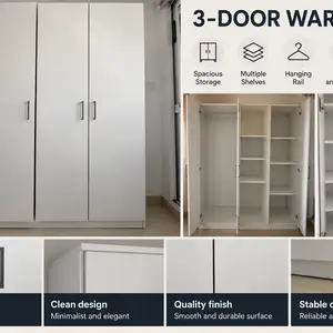 White 3-door wardrobe in good condition., Επαρχία Λεμεσού — Άγιος Τύχων