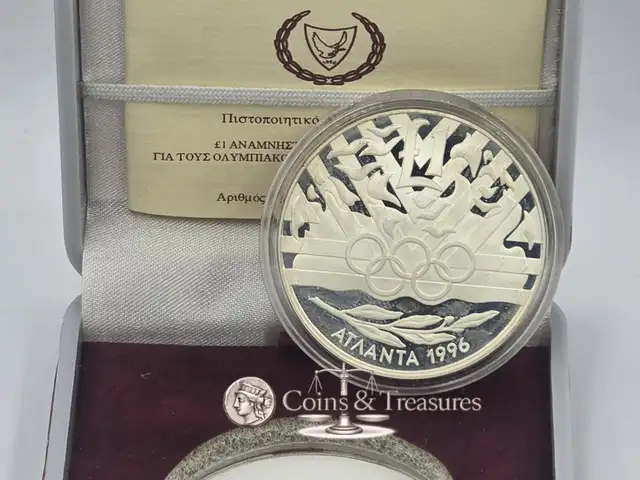 Cyprus 1996 silver proof pound coin olympic games atlanta, Επαρχία Λευκωσίας — Λατσιά - Άγιος Γεώργιος