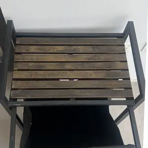 Laundry hamper bench metal frame with wooden seat, Larnaca — Livadia Larnakas
