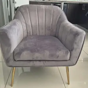 Elegant grey velvet accent armchair with gold legs, Επαρχία Λεμεσού — Λεμεσός - Άγιος Ιωάννης