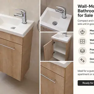 Wall-mounted bathroom vanity with ceramic sink and mixer tap, Επαρχία Λεμεσού — Άγιος Τύχων