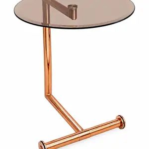 Smoked glass & rose gold side table, Famagusta — Agia Triada
