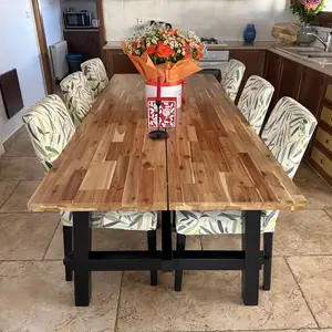 Solid acacia wood dining table ikea with 6 upholstered chairs, can be sold separ, Limassol — Agios Athanasios