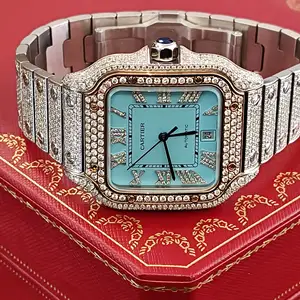 Cartier santos xl 40mm iced out with tiffany dial, Nicosia — Latsia - Agios Eleftherios