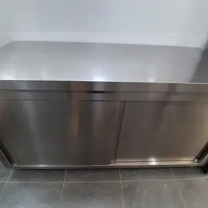 Commercial Stainless Steel Kitchen Counter with Sliding Doors, Limassol — Ypsonas