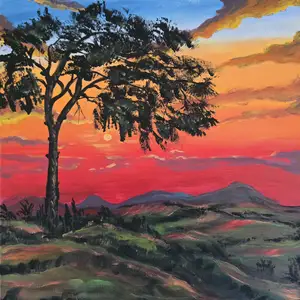 Landscape, evenin sky painting, Επαρχία Λάρνακας — Ορόκλινη