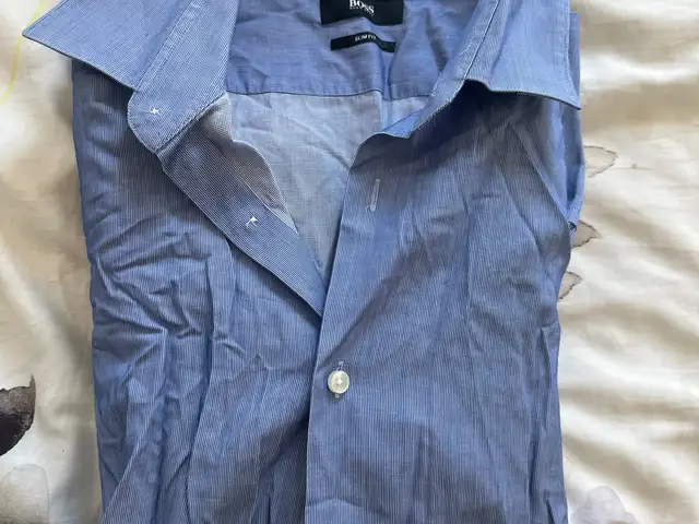 Hugo boss tailored slim fit shirt blue stripes size 42, Limassol — Limassol - Mesa Geitonia