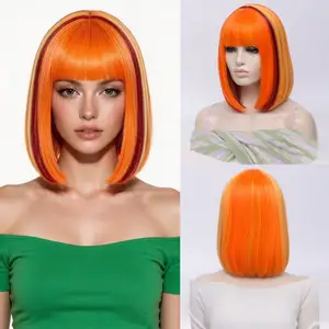Wigs/μοντερνα πεπε κοντη ίσιο στυλ με αφέλειες συνδυασμό πορτοκαλί/κόκκινου, Nicosia — Strovolos - Chryseleousa