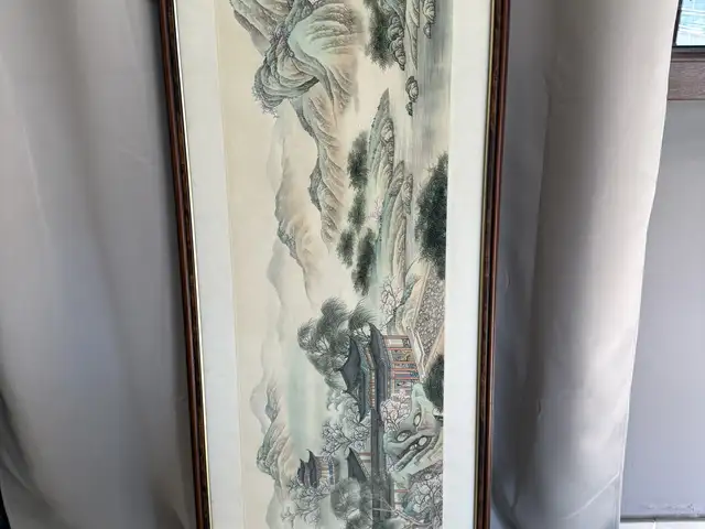 Set of 5 framed east asian landscape artworks, Paphos — Stroumpi Kato