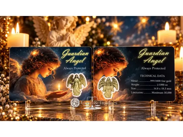 Guardian angel iv 1/1000 oz .999 gold in coin card, Επαρχία Λευκωσίας — Λατσιά - Άγιος Γεώργιος