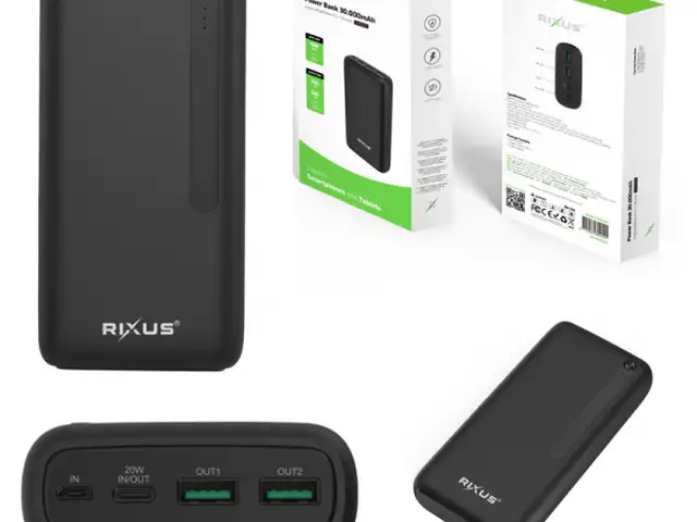 Power bank rixus rxpb38b dual usb/ usb-c/ micro usb 30000mah black, Επαρχία Λεμεσού — Άγιος Αθανάσιος
