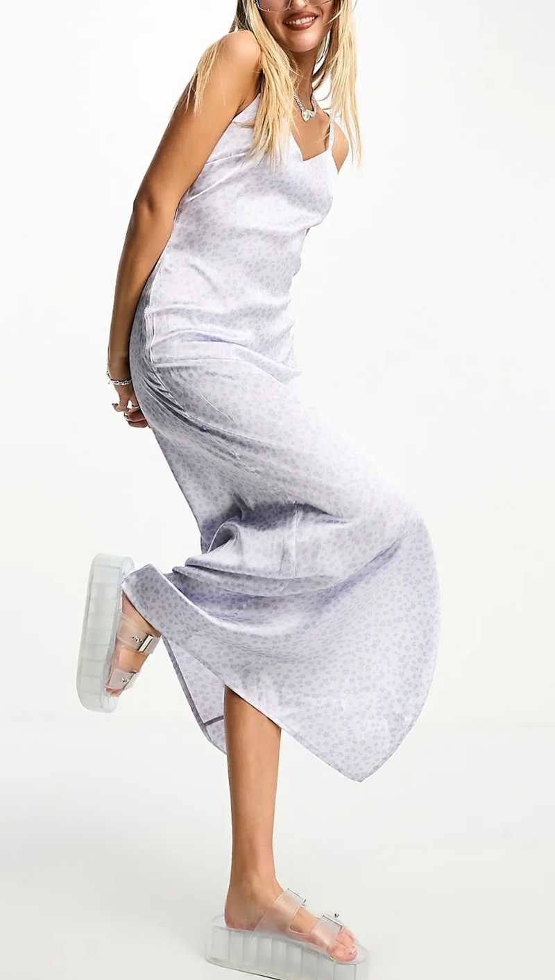 Satin cami maxi dress with side split in lilac ditsy floral 15 5862036 in  Paphos - Dresses - sell, buy, ads on Bazaraki.com