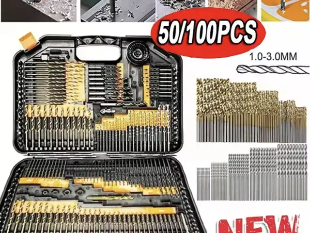 100/50 pcs titanium coated hss high speed steel drill bit set tool, Larnaca — Kiti
