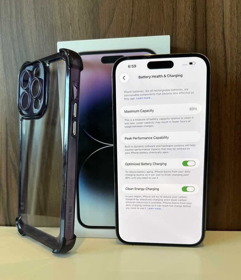 Iphone 14 pro max | 256gb | deep purple | 89 battery | box, cable