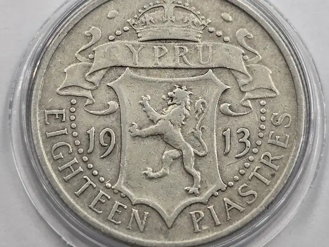 Cyprus 18 piastre coin silver 1913 rare, Nicosia — Latsia - Agios Georgios