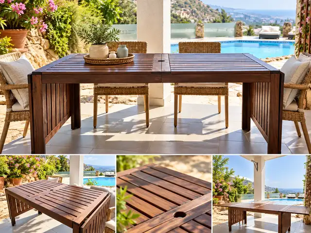 Ikea extendable wooden garden table seats up to 10 100, Paphos — Tala
