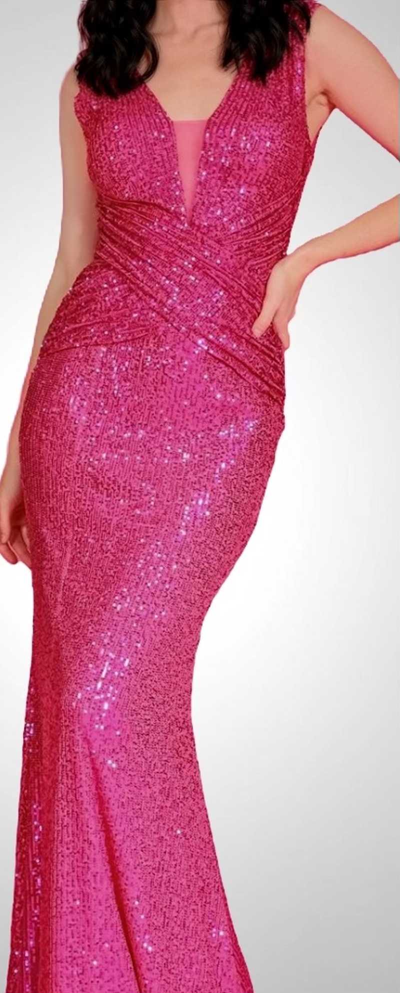 fashion elegant dresses Misha Collection Sapphire Sequin Maxi Dress - Fuchsia