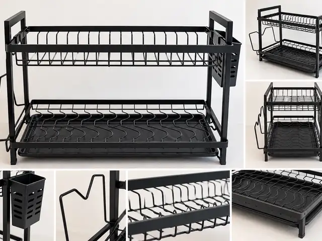 Black metal dish rack, 2 levels, Επαρχία Λάρνακας — Αραδίππου - Απόστολος Λουκάς