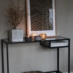 Glass desk with shelf, black metal frame, computer / office desk larnaca, Larnaca — Larnaka - Chrysopolitissa