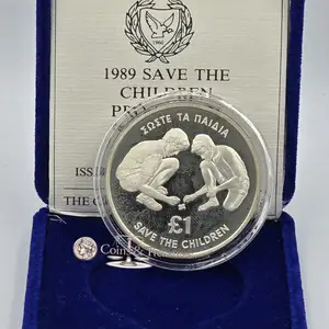 Cyprus 1989 silver proof coin save the children, Επαρχία Λευκωσίας — Λατσιά - Άγιος Γεώργιος