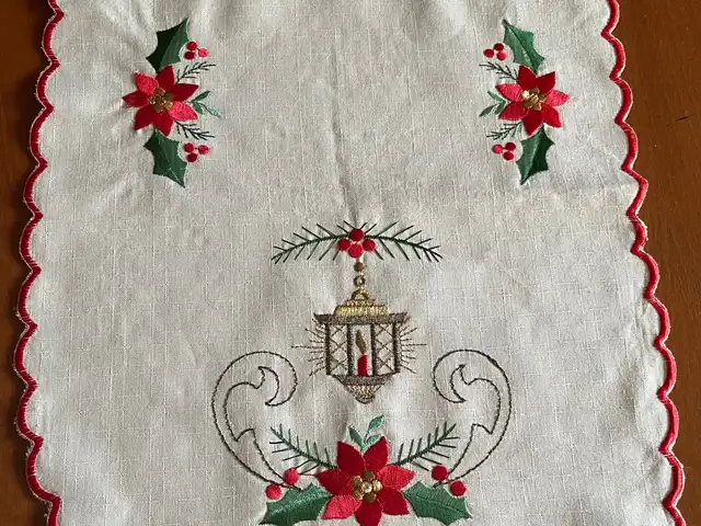 Two embroidered christmas oval tablecloths, Nicosia — Strovolos - Stavros