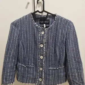 Vintage Armani Jeans Womens M Blue Tweed Blazer Designer Italy, Επαρχία Αμμοχώστου — Αγία Νάπα