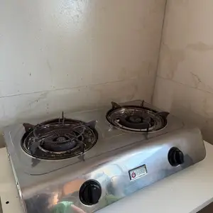 Two-burner countertop gas stove with two gas cylinders., Larnaca — Larnaka - Kamares