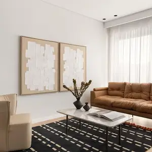 Black & cream geometric rug with terracotta fringe, Limassol — Limassol - Agia Zoni