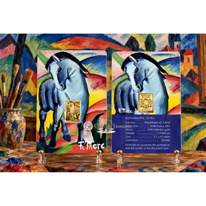 Franz marc blue horse 1/1000 oz gold coin 3000 francs chad 2024, Επαρχία Λευκωσίας — Λατσιά - Άγιος Γεώργιος