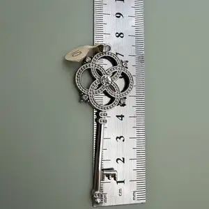 Stainless steel ασημί μενταγιόν κλειδί με περίτεχνο σχέδιο και λαμπερά κρύσταλλα, Famagusta — Paralimni