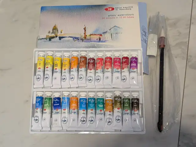 Watercolor paint set white nights with a calligraphy brush, Επαρχία Λάρνακας — Λάρνακα - Καμάρες