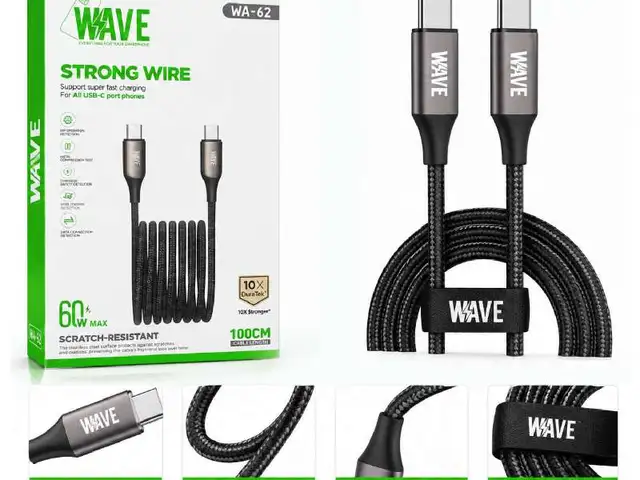 Cable wave wa-62 usb-c to usb-c 60w 1m black, Limassol — Limassol - Agios Nicolaos