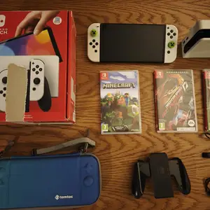 Nintendo Switch OLED Πλήρες σετ με 6 παιχνίδια & προστατευτική θήκη., Limassol — Limassol - Kapsalos
