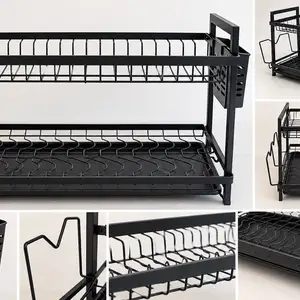 Black metal dish rack, 2 levels, Larnaca — Aradippou - Apostolos Loukas
