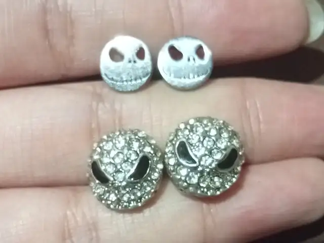 Two pairs of Jack Skellington, Nightmare before Christmas style earrings, Famagusta — Vrysoulles