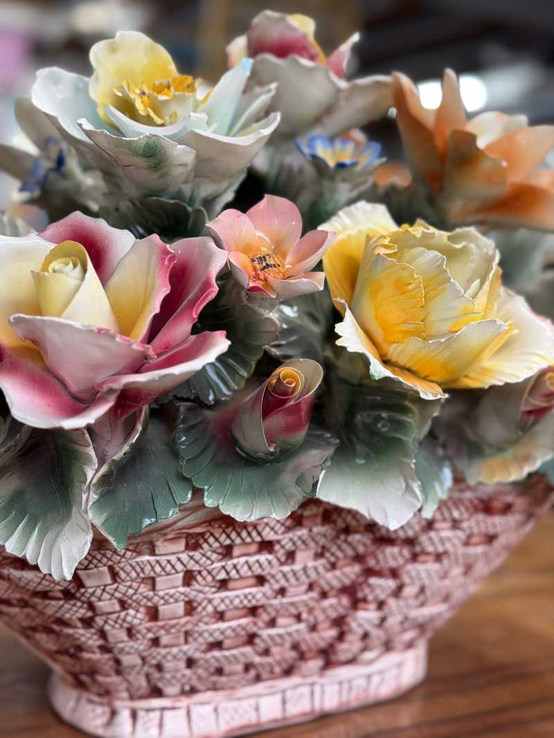 Capodimonte porcelain floral basket timeless italian elegance €450