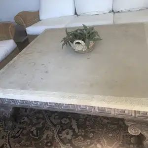 Stone custom living room table 120 x 120 x 47 cm, very heavy, carved wooden base, Επαρχία Πάφου — Κισσόνεργα