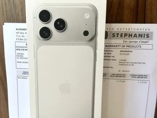 Iphone 17 pro max | 256gb | silver | brand new | original box, cable & receipt, Επαρχία Λεμεσού — Ερήμη