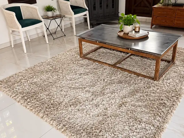 Large beige shaggy rug excellent condition, Larnaca — Aradippou - Agios Fanourios