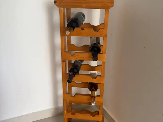 Vintage 1970s free-standing vertical wooden wine rack for 12xbottles w/tiled top, Paphos — Paphos - Agios Theodoros