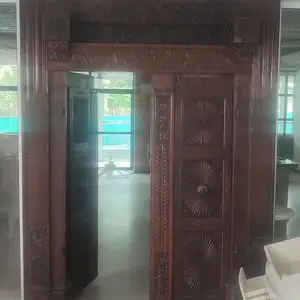 Very old very heavy solid wood door with sculpture, Paphos — Paphos - Agios Pavlos